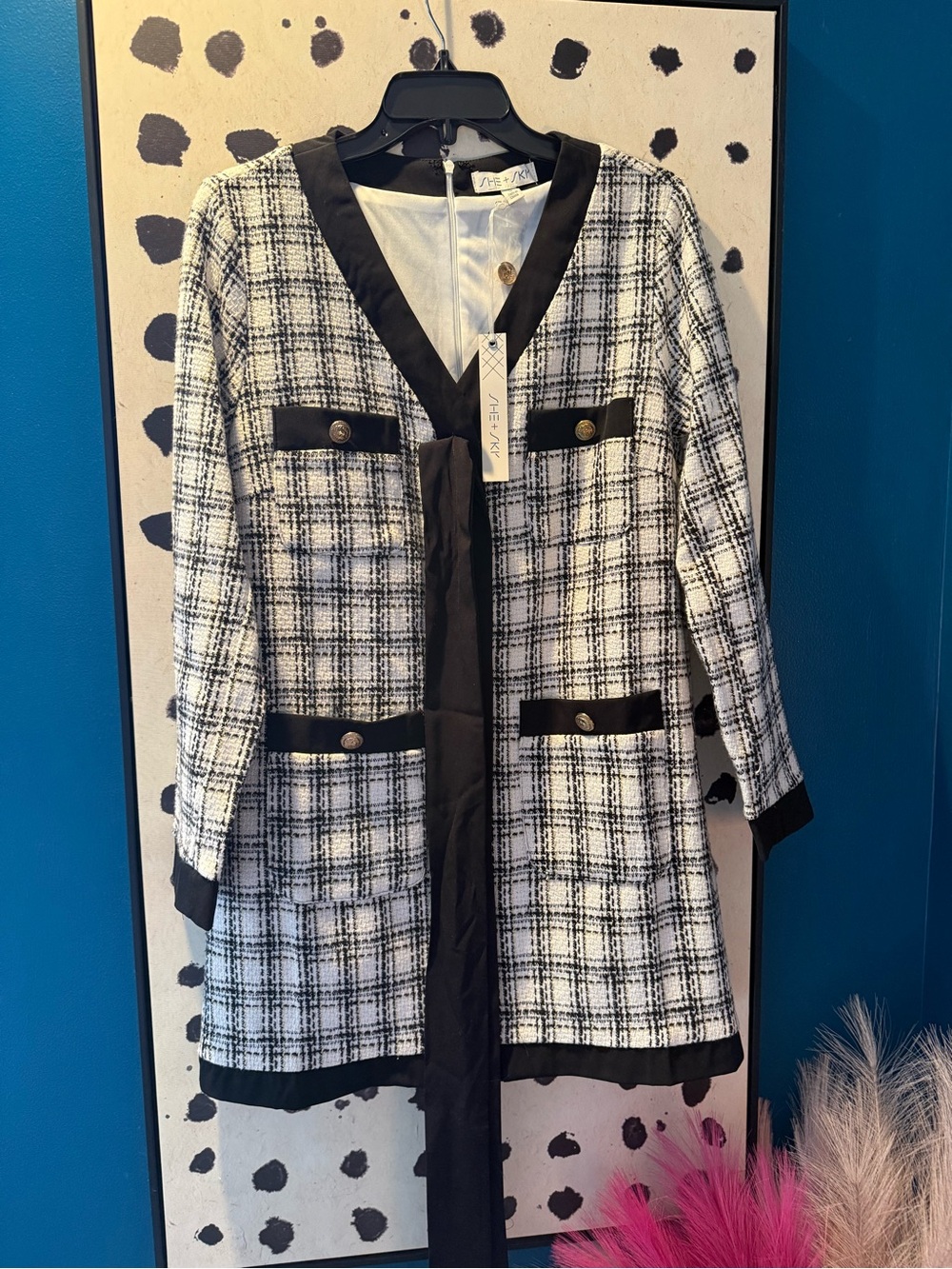 She + Sky Black and White Plaid Dress